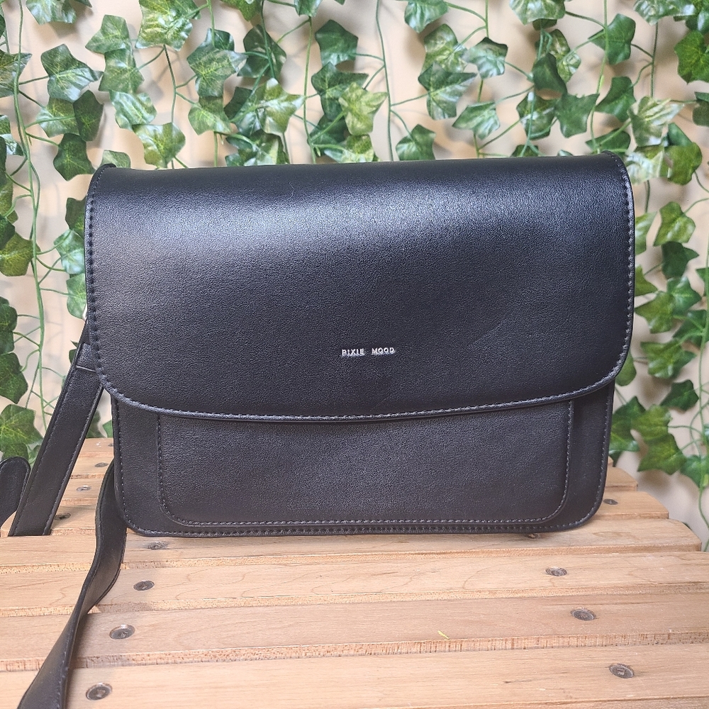 Pixie Mood The Zoe Women's Black Vegan Leather Crossbody Shoulder Bag